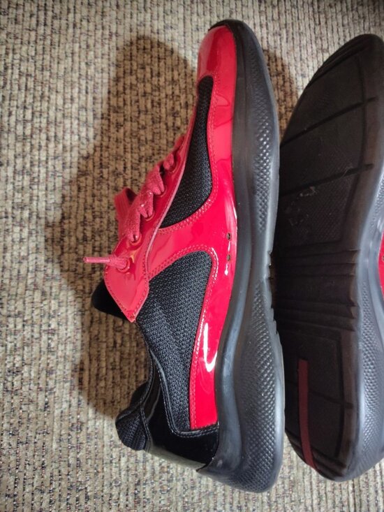 PRADA Size 11 Men\'s Red Black Low Top Lace Solid Pattern Athletic Sneakers W/Box main image 13